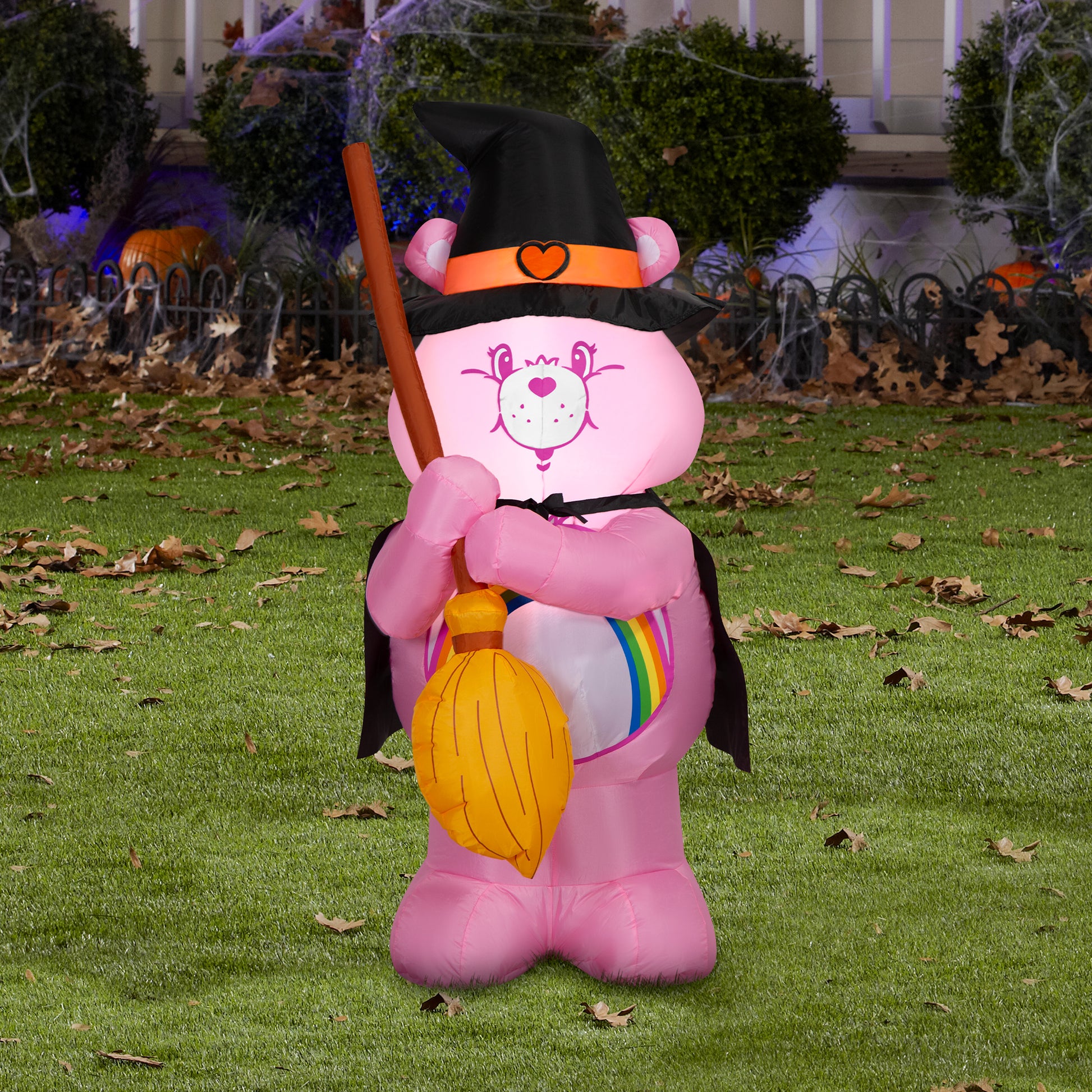 3.5-Ft Care Bears Cheer Bear as Witch with Broom Halloween Inflatable lifestyle