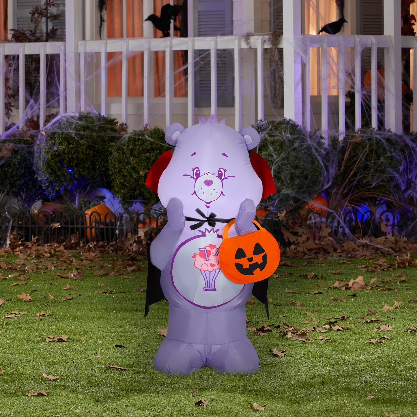 3.2-Ft Care Bears Share Bear as Vampire with Jack-o'-Lantern Basket Halloween Inflatable lifestyle