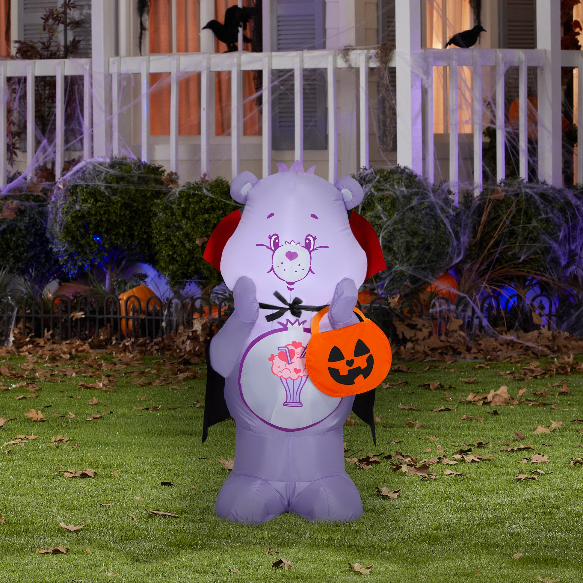 3.2-Ft Care Bears Share Bear as Vampire with Jack-o'-Lantern Basket Halloween Inflatable lifestyle