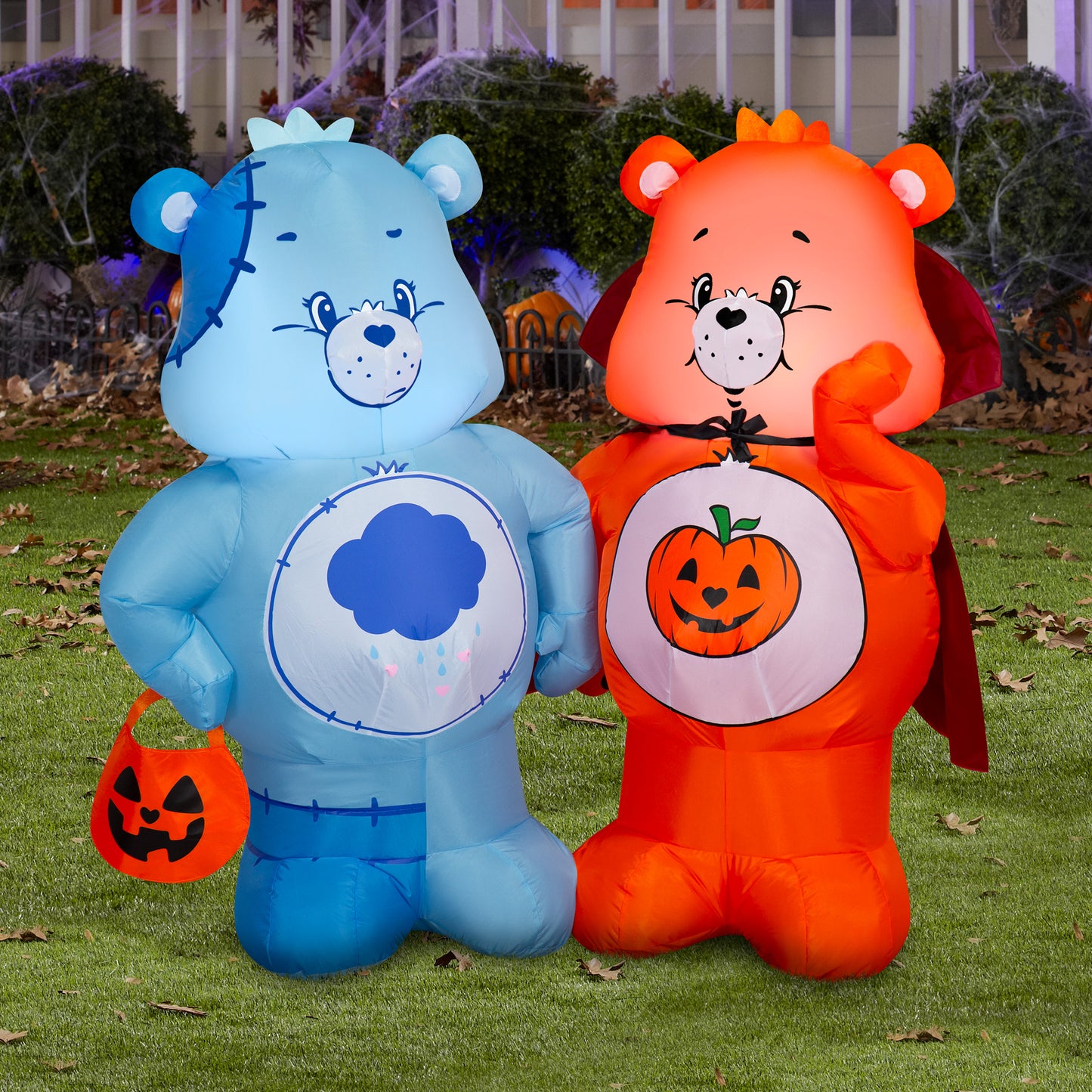 4-Ft Care Bears Scene with Grumpy Bear and Trick-or-Sweet Bear Halloween Inflatable lifestyle