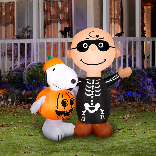 4-Ft Peanuts Snoopy and Charlie Brown Scene Halloween Inflatable lifestyle