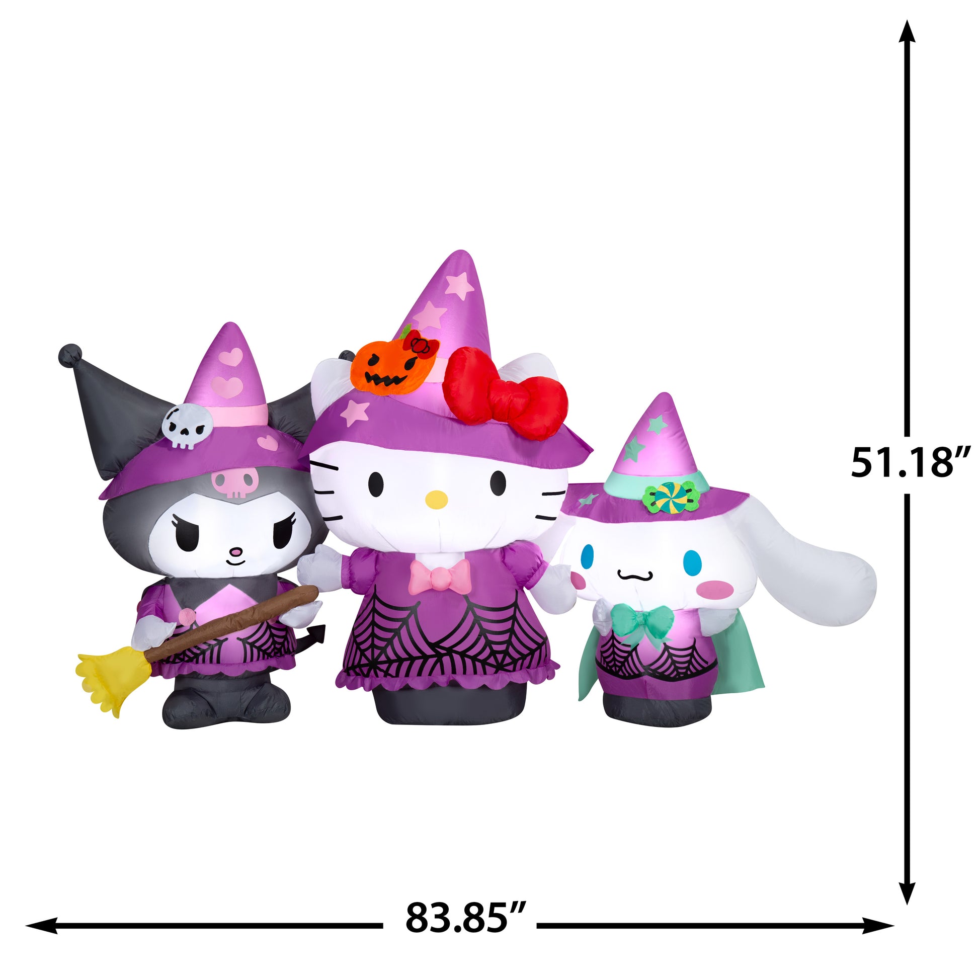 7-Ft Wide Hello Kitty & Friends with Kuromi & My Melody Halloween Inflatable image 3
