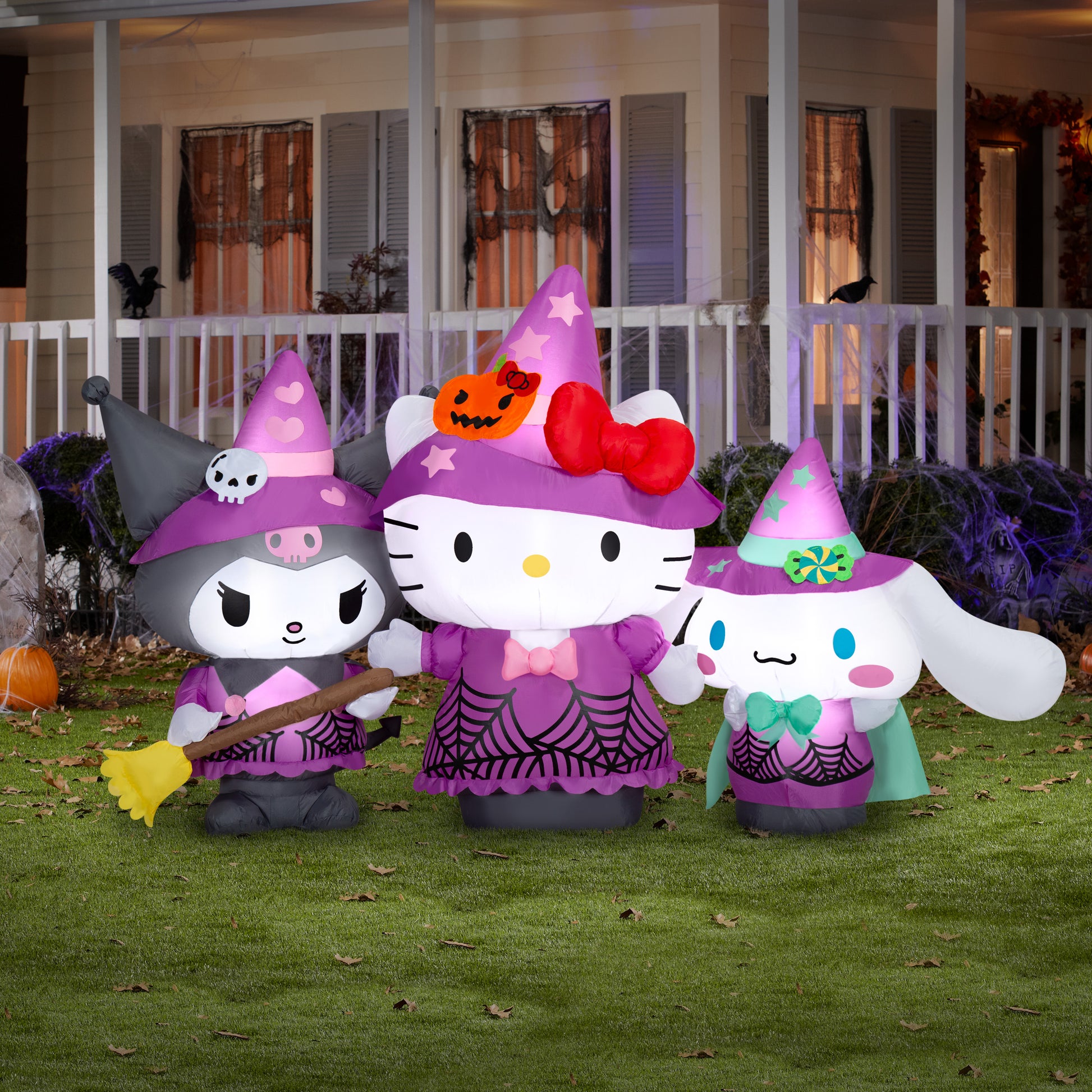 7-Ft Wide Hello Kitty & Friends with Kuromi & My Melody Halloween Inflatable image 2