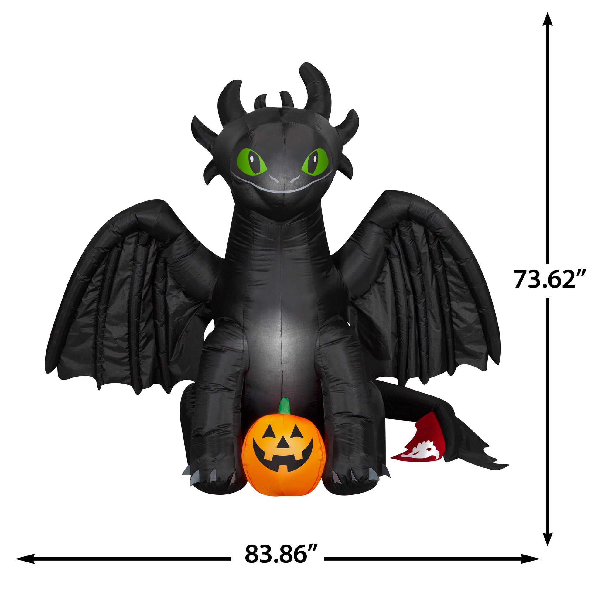 6-Ft How to Train Your Dragon Toothless with Pumpkin Halloween Inflatable dimensions