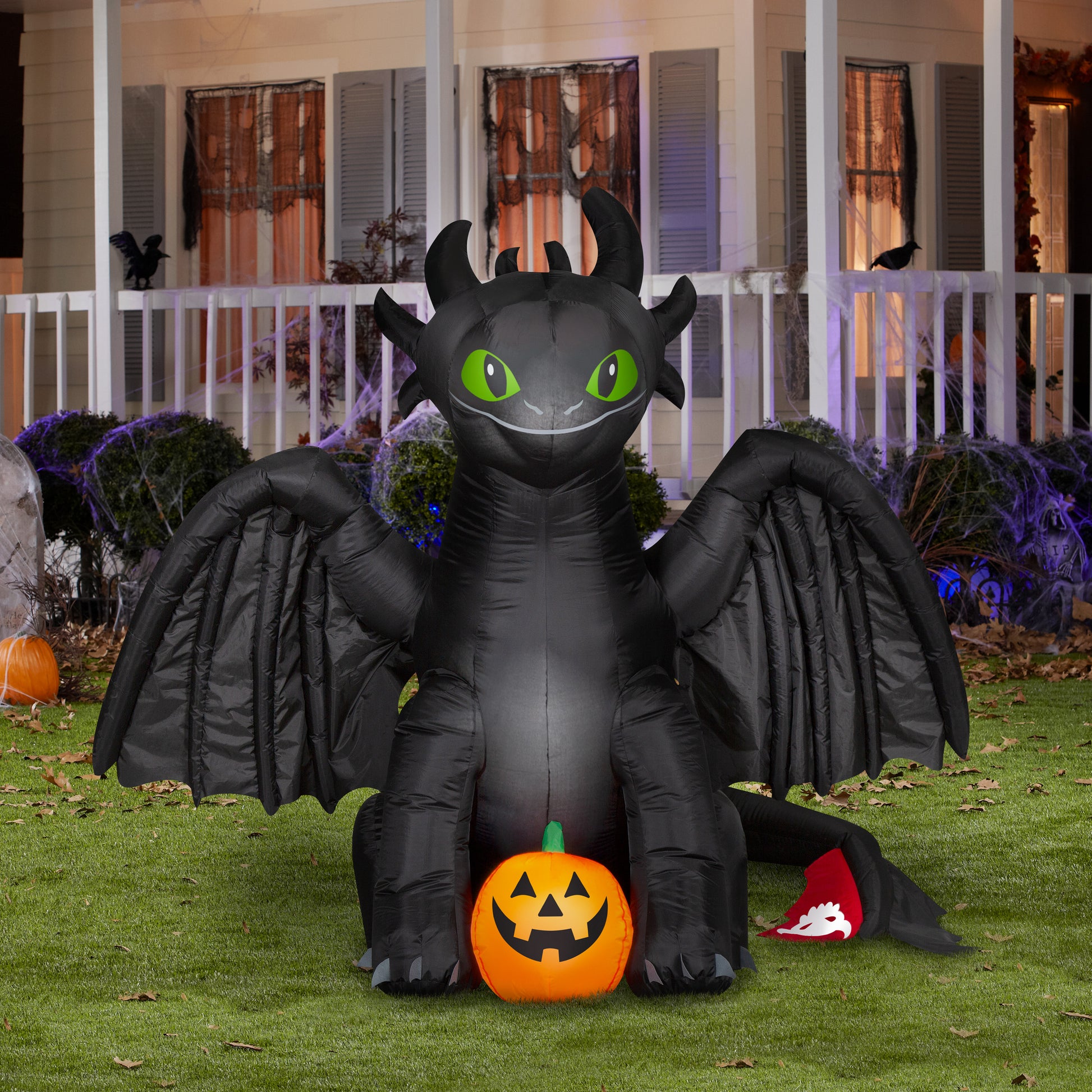 6-Ft How to Train Your Dragon Toothless with Pumpkin Halloween Inflatable lifestyle