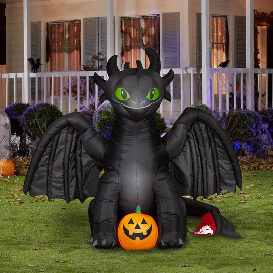 6-Ft How to Train Your Dragon Toothless with Pumpkin Halloween Inflatable lifestyle