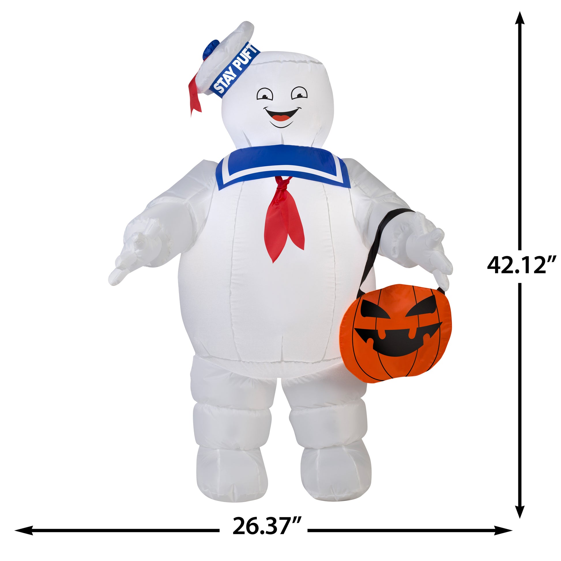 3.5-Ft Ghostbusters Stay Puft Marshmallow Man with Pumpkin Tote Halloween Inflatable dimensions