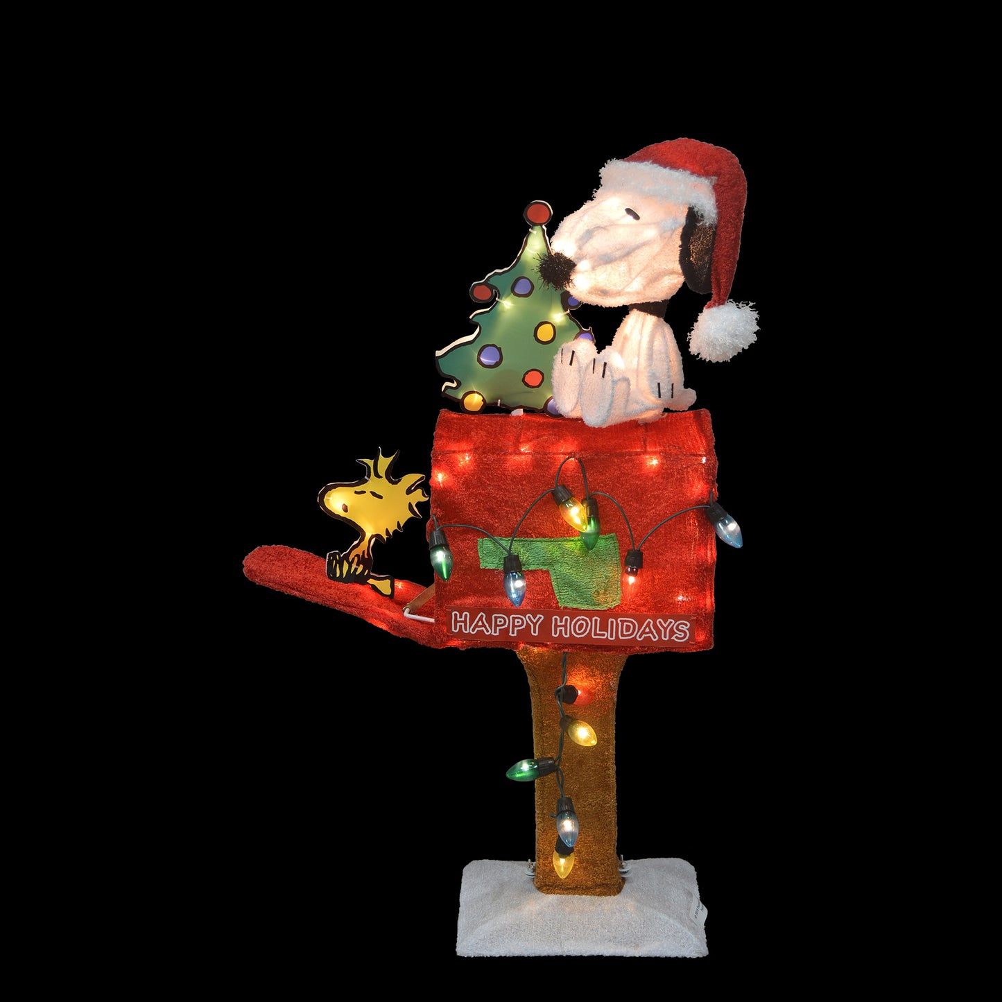 32-Inch Peanuts 3D Pre-Lit LED Yard Art Snoopy with Tree On Mailbox Christmas Décor image 6