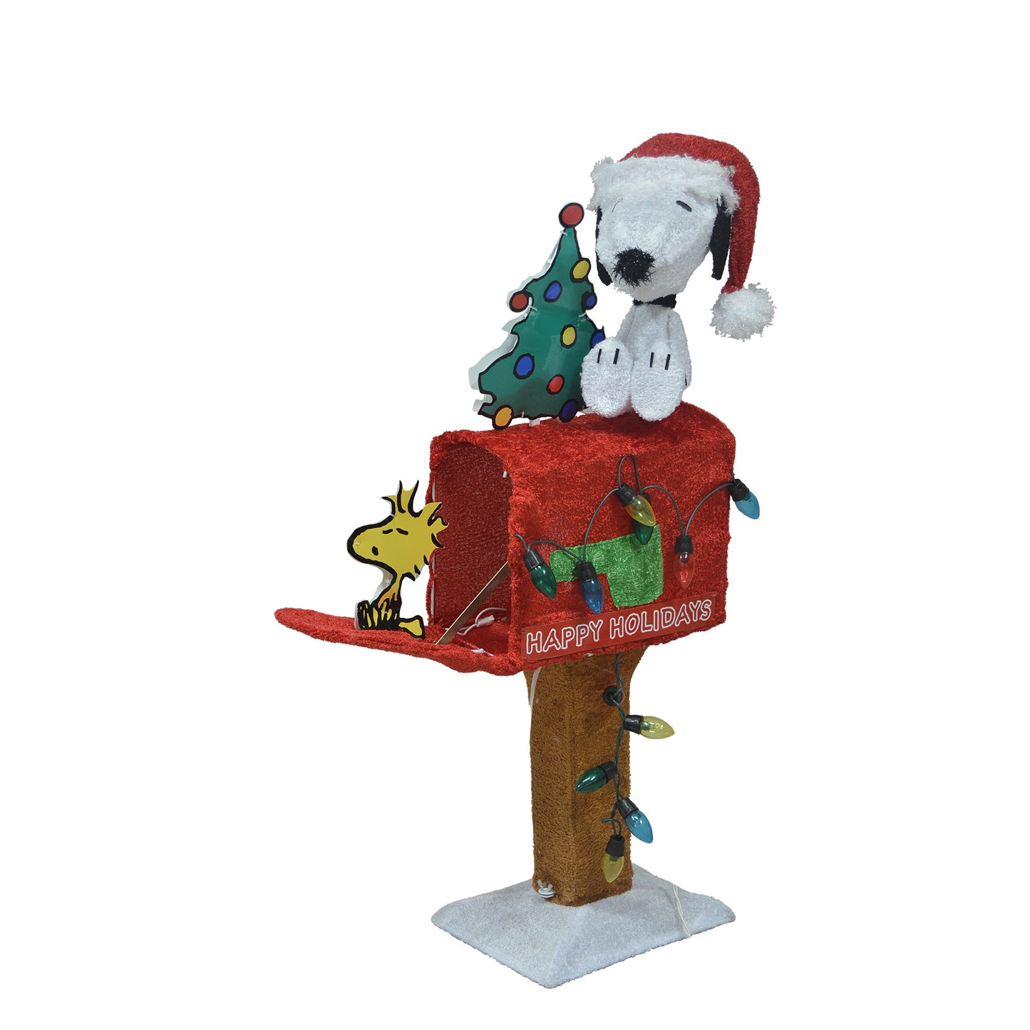 32-Inch Peanuts 3D Pre-Lit LED Yard Art Snoopy with Tree On Mailbox Christmas Décor image 3