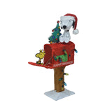 Load image into Gallery viewer, ProductWorks 32IN PEANUTS 3D PRE LIT LED YARD ART SNOOPY W/TREE ON MAILBOX, Red
