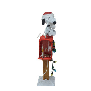 ProductWorks 32IN PEANUTS 3D PRE LIT LED YARD ART SNOOPY W/TREE ON MAILBOX, Red