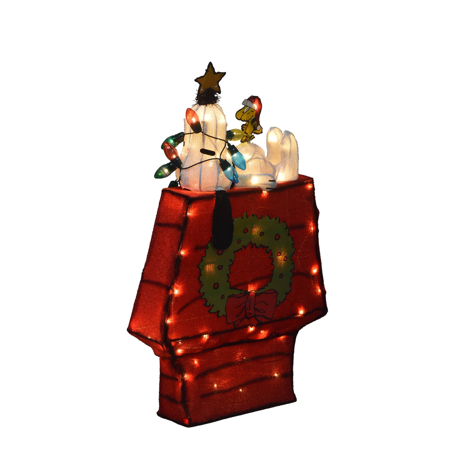 26-Inch Peanuts 3D LED Pre-Lit Yard Art Snoopy On Dog House With Star Christmas Décor image 3