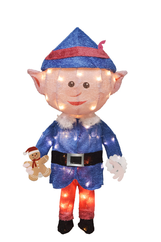 Rudolph 24in Rudolph 3D PreLit LED Yard Art Boy Elf, Blue