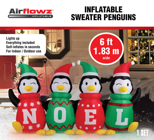 6' Inflatable Sweater Penguins image 2
