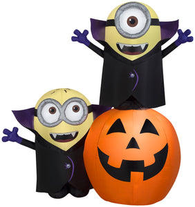 6.5' Airblown Gone Batty Minions w/ Pumpkin Halloween Inflatable Scene