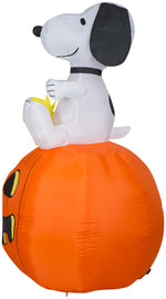 Load image into Gallery viewer, Gemmy Airblown Snoopy on Pumpkin Peanuts, 4.5 ft Tall, Multicolored
