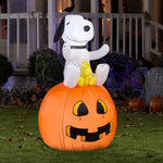 Load image into Gallery viewer, Gemmy Airblown Snoopy on Pumpkin Peanuts, 4.5 ft Tall, Multicolored
