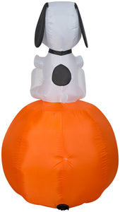 Gemmy Airblown Snoopy on Pumpkin Peanuts, 4.5 ft Tall, Multicolored