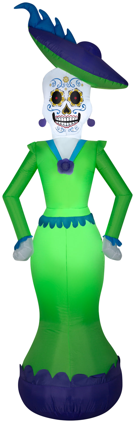 Inflatable Day of the Dead Woman, 7 ft Tall, Green
