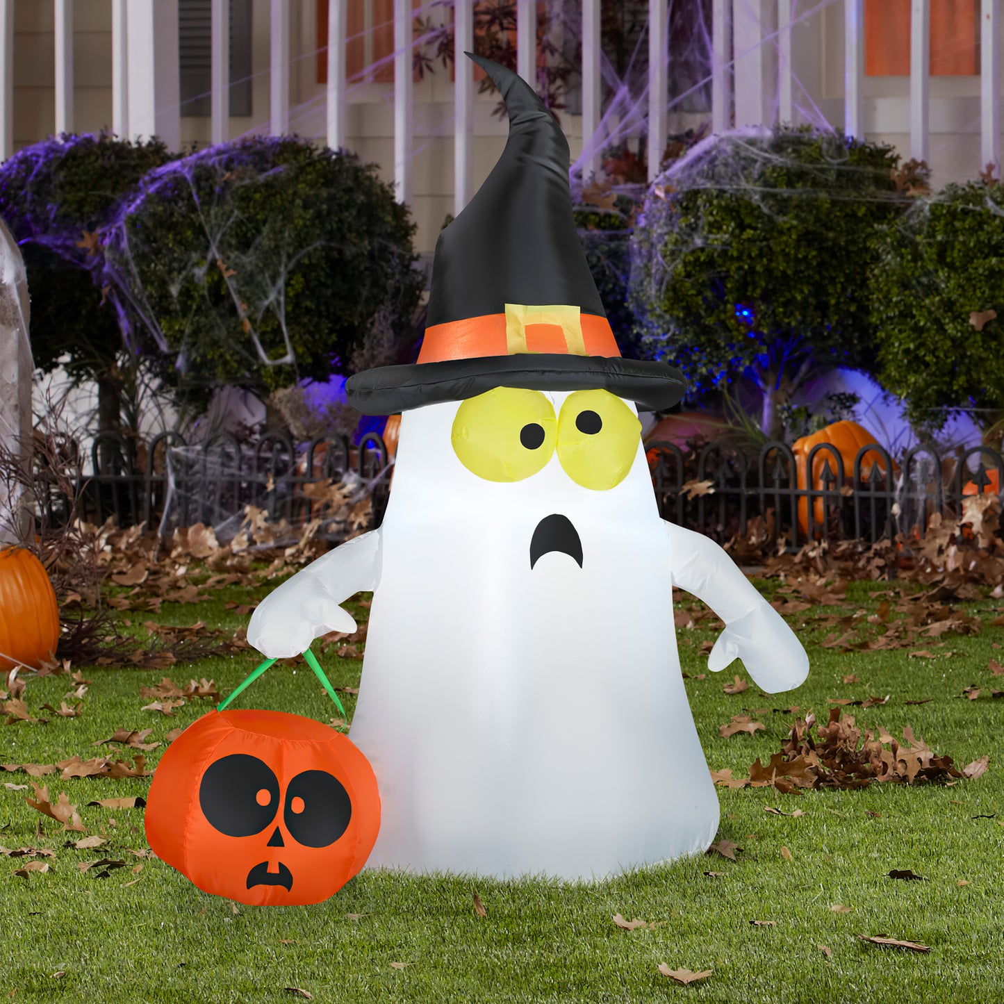 3.5' Ghost with Witch Hat Halloween Inflatable lifestyle