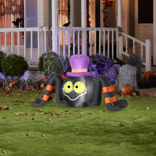 4' Wide Outdoor Spider w/ Top Hat Halloween Inflatable lifestyle