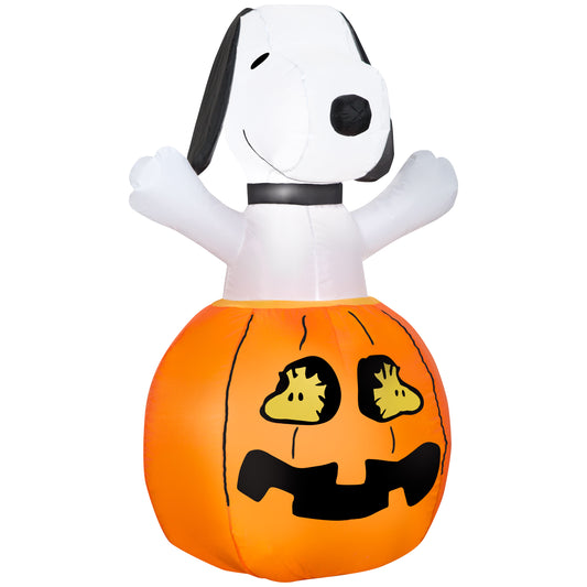 3-Ft Peanuts Snoopy & Woodstock Pumpkin Halloween Inflatable