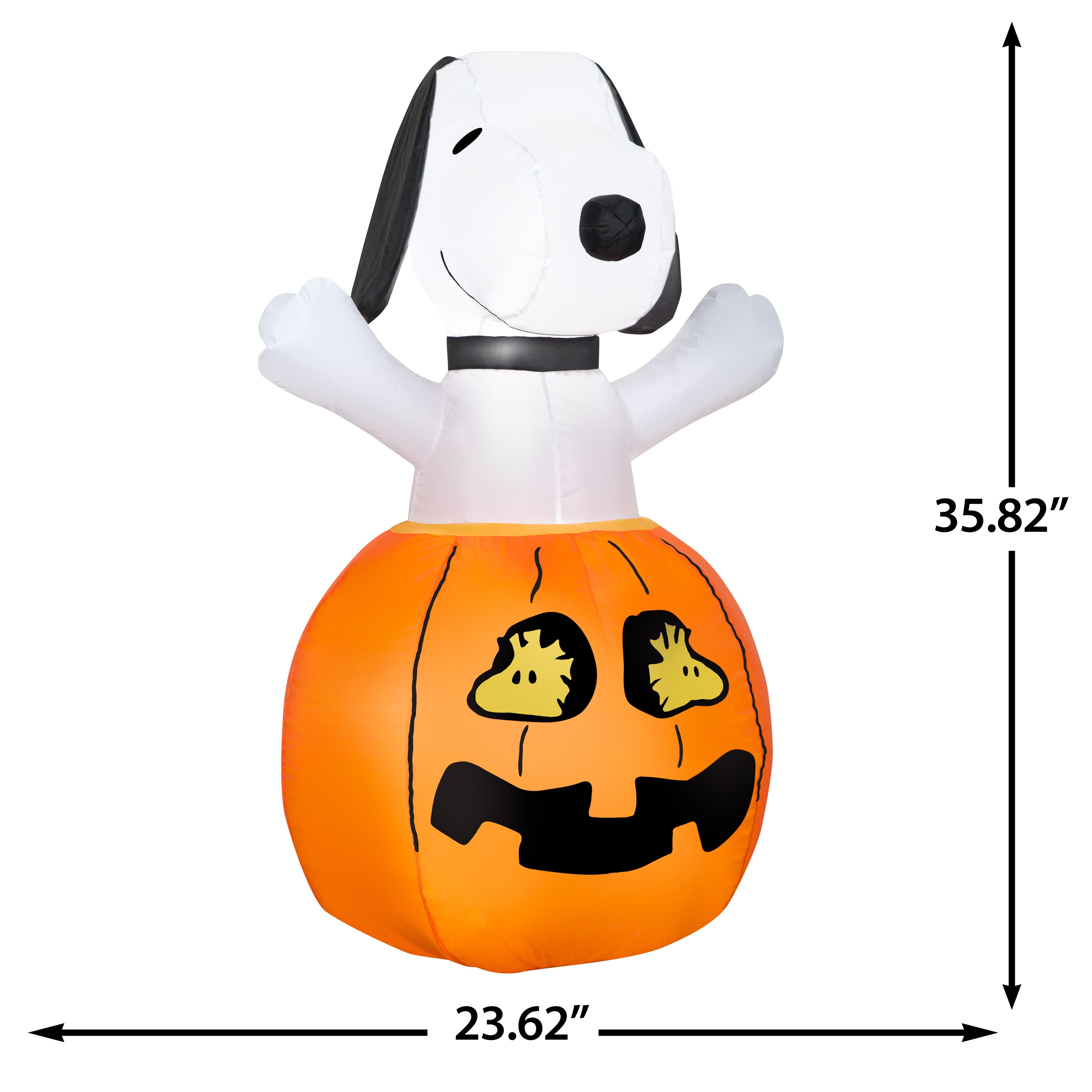 Gemmy Airblown Inflatable Snoopy In Pumpkin w/Woodstock Peanuts, 3 ft Tall, Multicolored