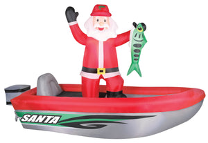 Occasions 10' Inflatable Fishing Santa, 6 ft Tall, Multicolored