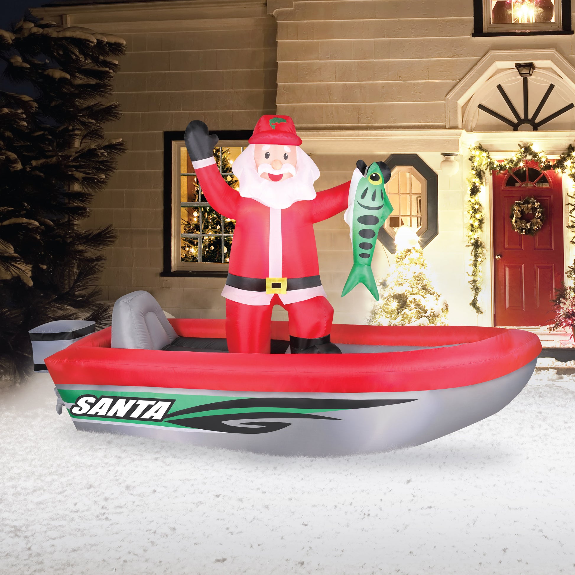 Occasions 10' Inflatable Fishing Santa, 6 ft Tall, Multicolored lifestyle