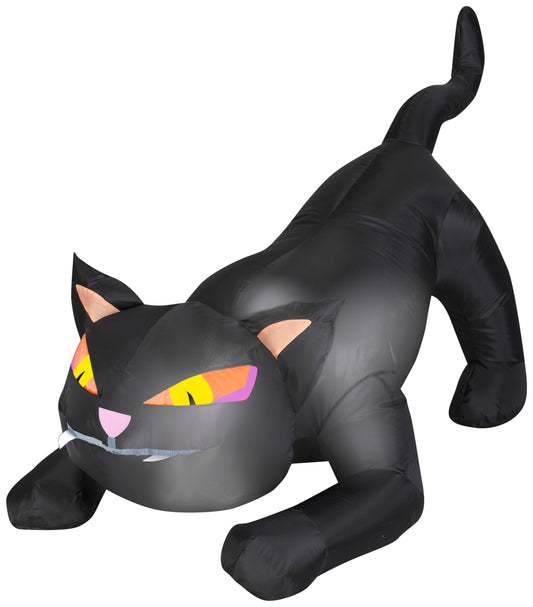 4' Wide Outdoor Black Cat w/ Tail Up Halloween Inflatable