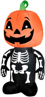 Load image into Gallery viewer, 3.5&#39; Airblown Outdoor Pumpkin Boy Skeleton Halloween Inflatable
