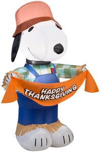 3.5' Airblown Snoopy as Scarecrow Thanksgiving Inflatable