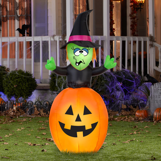 5.5' Spinning Witch in Pumpkin Halloween Inflatable lifestyle