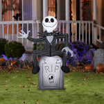 Load image into Gallery viewer, 5&#39; Airblown Inflatable Jack Skellington on Tombstone
