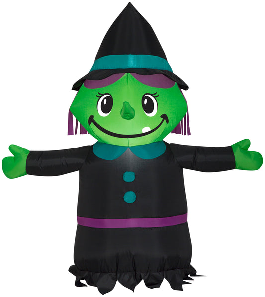 Gemmy Airblown Inflatable Little Witch, 3.5 ft Tall, black