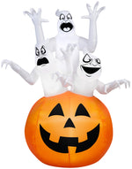 Load image into Gallery viewer, 6&#39; Airblown Three Ghosts in Pumpkin Halloween Inflatable
