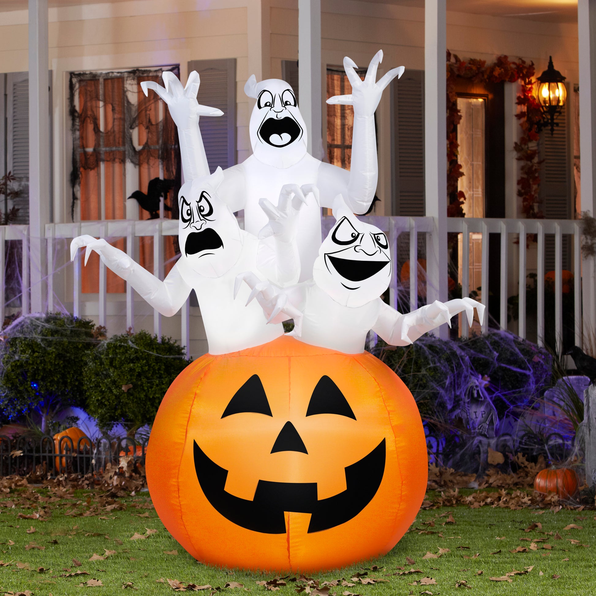 6' Three Ghosts in Pumpkin Halloween Inflatable lifestyle