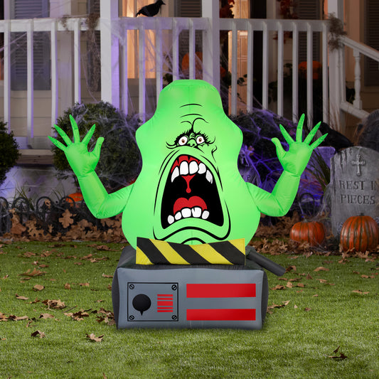 Slimer Ghost on Ghost Trap Ghostbusters, 3.5 ft Tall, green lifestyle