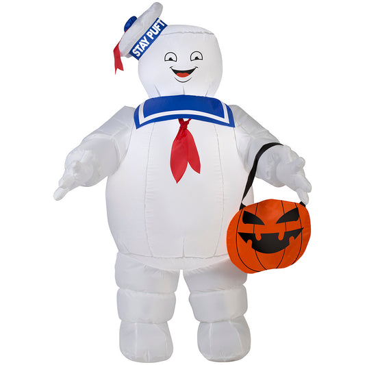 Ghostbusters Inflatable Stay Puft w/Pumpkin Tote Ghostbusters, 3.5 ft Tall
