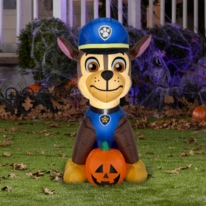 Gemmy Airblown Inflatable Paw Patrol Chase w/Pumpkin Nick, 3 ft Tall, Multicolored