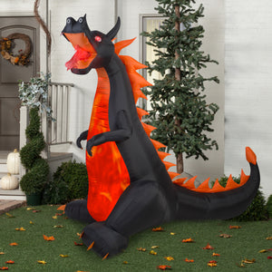 7.5' Wide Projection Airblown-Fire & Ice-Dragon w/ Flaming Mouth (RRY)