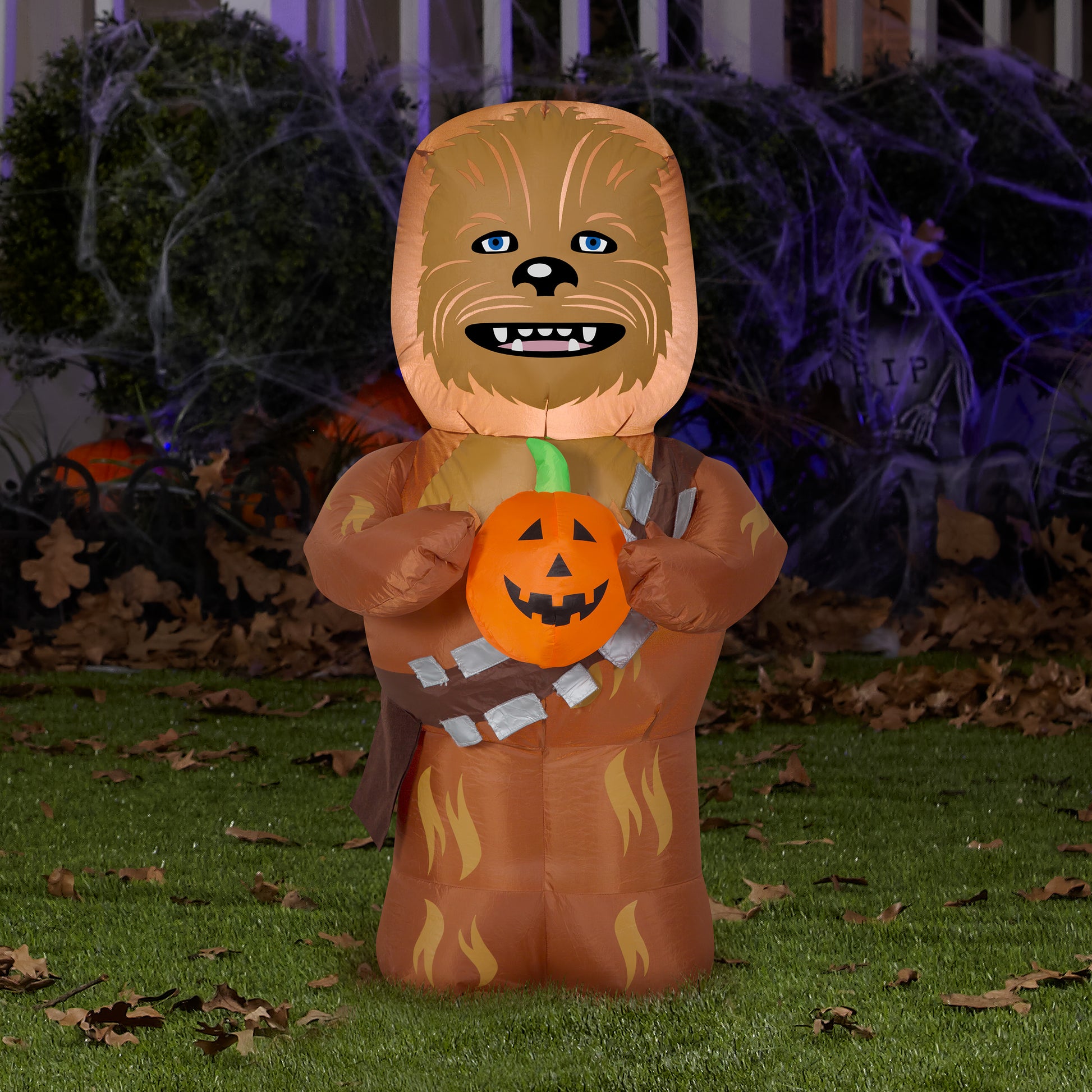 3.5' Star Wars Chewbecca w/ Pumpkin Halloween Inflatable lifestyle