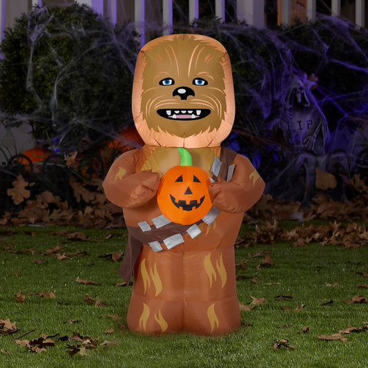 3.5' Star Wars Chewbecca w/ Pumpkin Halloween Inflatable lifestyle