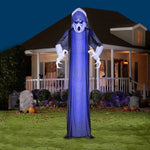 Load image into Gallery viewer, Gemmy Lightshow Airblown Inflatable ShortCircuit Frightened Ghost w/ Black Overlay Giant (Blue) , 12 ft Tall
