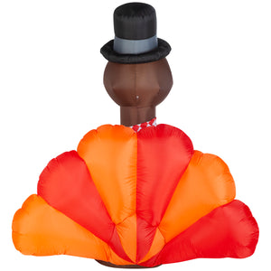 Gemmy Thanksgiving Inflatable Turkey with Checkered Scarf , 6 ft Tall, Multi