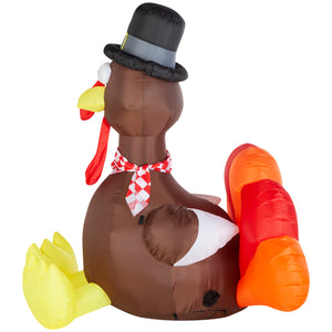 Gemmy Thanksgiving Inflatable Turkey with Checkered Scarf , 6 ft Tall, Multi