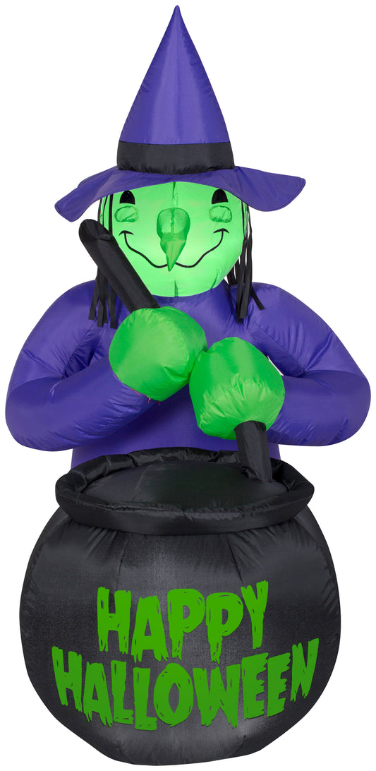 Inflatable Witch with Caldron Happy Halloween Decorations