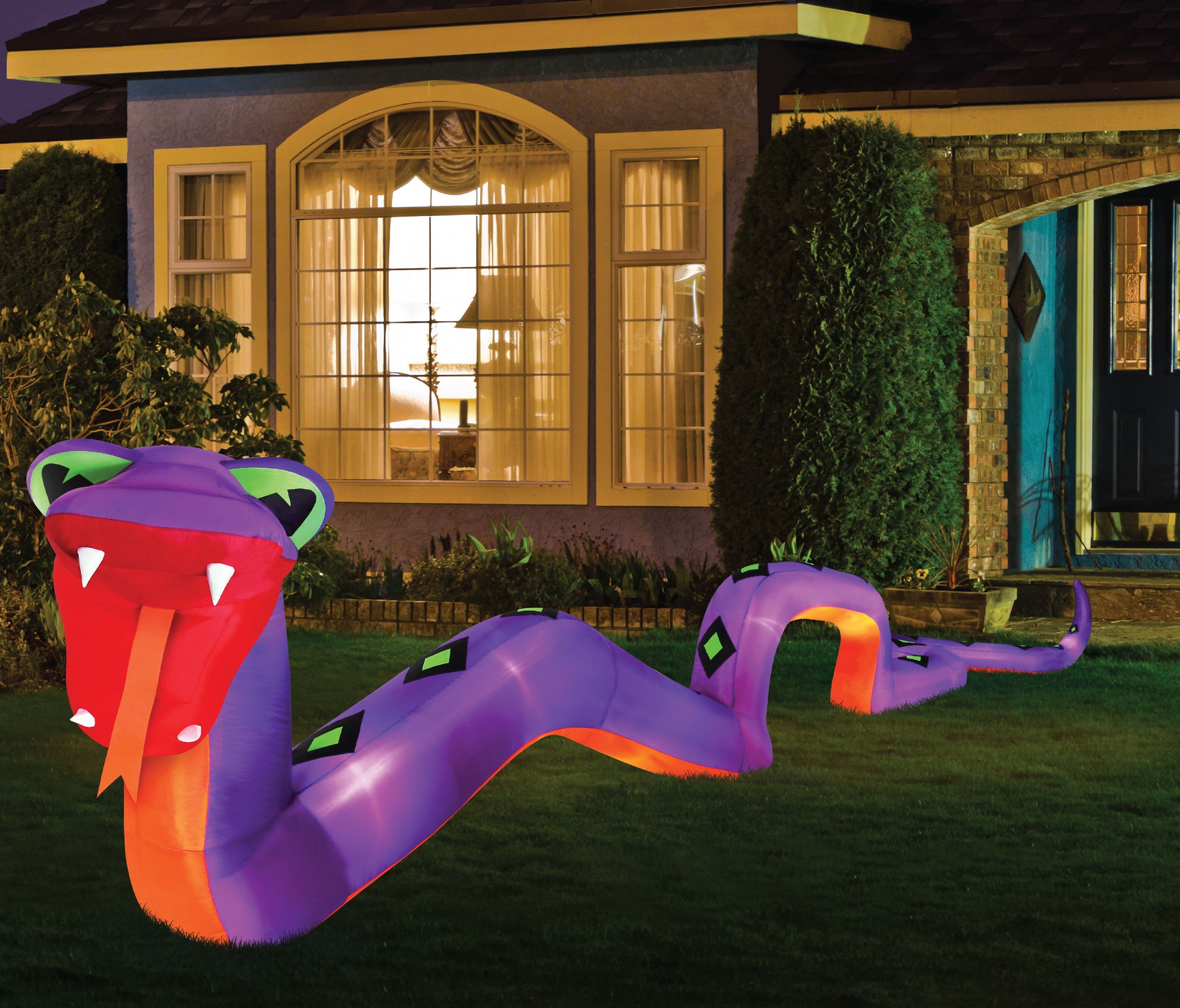 20' Wide Inflatable Giant Snake Halloween Airblown lifestyle