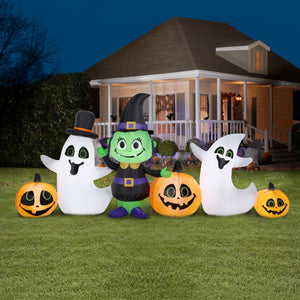 Gemmy Airblown Witch Ghost and JOL Collection Scene OPP , 4 ft Tall, Multicolored