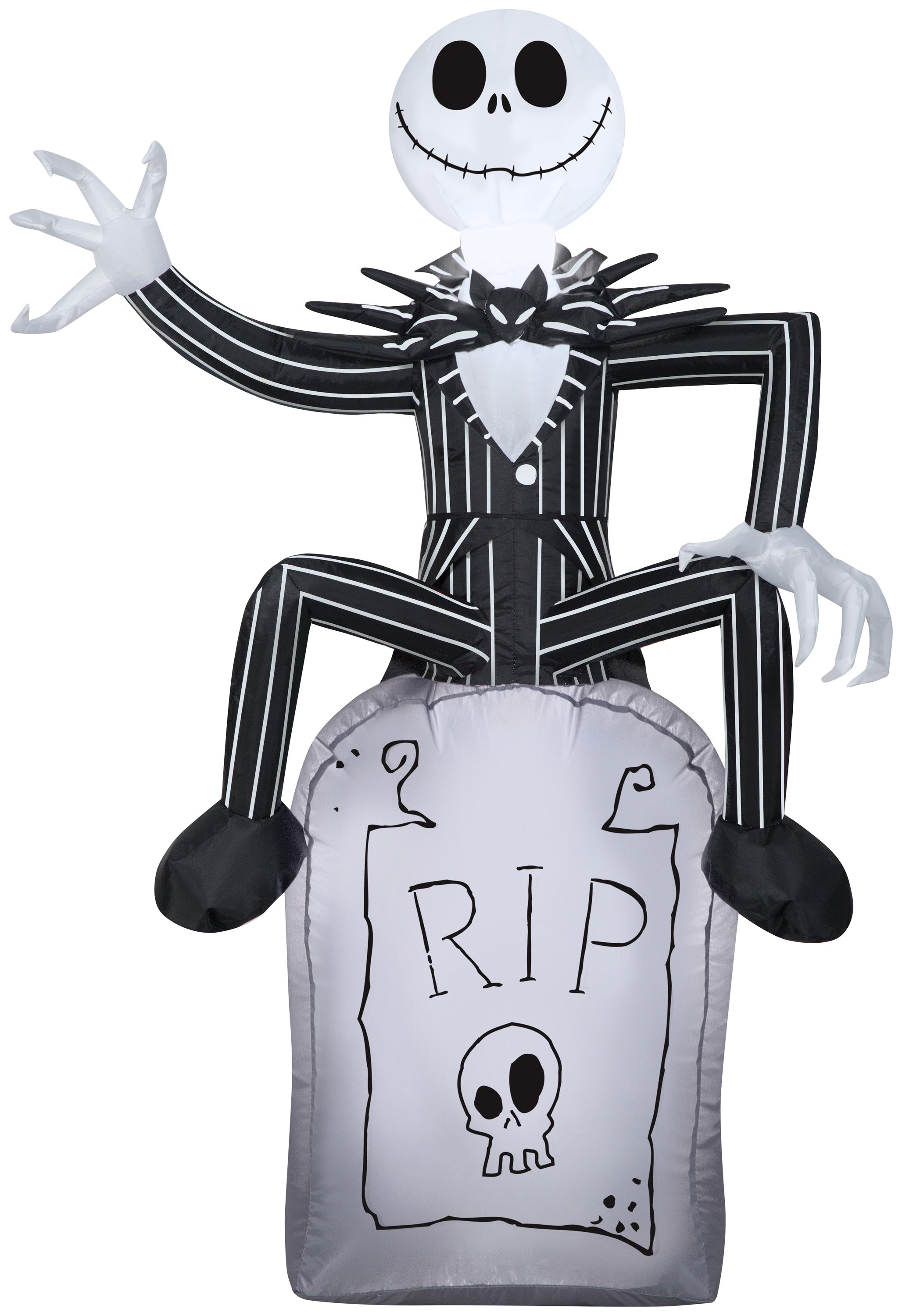 Gemmy Airblown Inflatable Jack Skellington on Tombstone Disney, 3.5 ft Tall, Multicolored